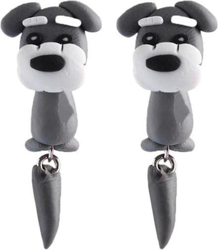 Fako Bijoux® - Oorbellen - Dansende Hond - Grijs