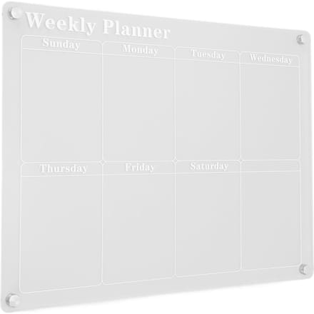 Planningbord Schemabord Helder Acryl Herbruikbaar Schrijfbord met Magneet en Whiteboard Marker/Wisser voor Koelkast white