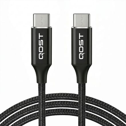 Qost - USB C Kabel - Oplaadkabel - Oplaadkabel & Datakabel - Snellader - 100W - USB-C naar USB-C - 2 Meter - Nylon gevlochten