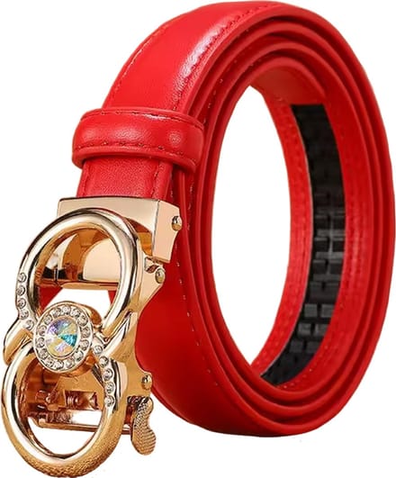 Designer Riem - Dames - Rood - Broekriem - Diamant - Kunstleer - Verstelbaar