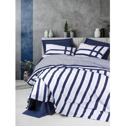 Parure de lit - 1 housse de couette 220 x 240 cm + 2 taies d'oreiller 60 x 60 cm - 100% coton renforcé - Bleu