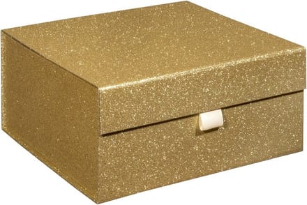 Luxe opbergdoos GOUD GLITTER, bewaardoos, opbergbox, formaat 25x25x12cm (1 stuk)
