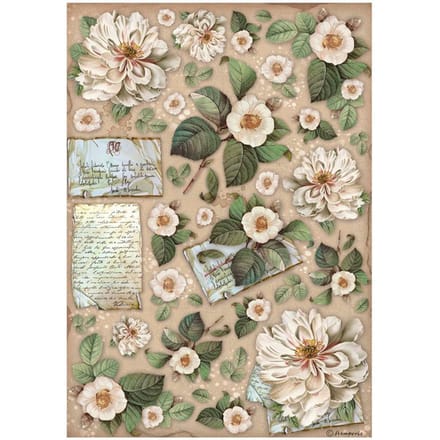 Motief strozijde "Vintage Library Flowers"