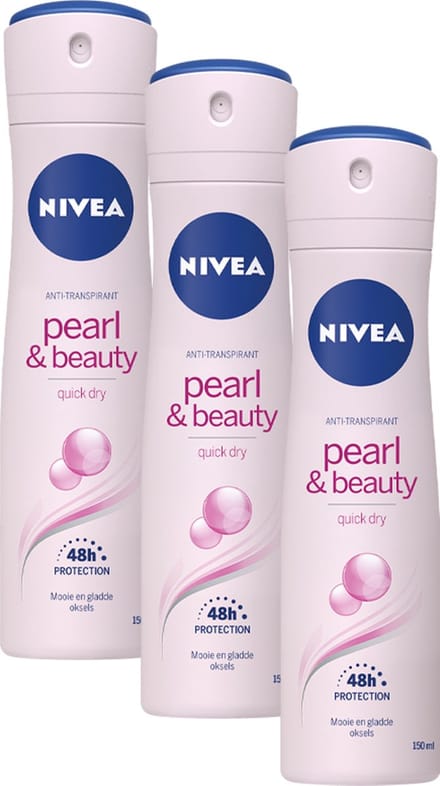 NIVEA Pearl & Beauty Deodorant Spray - 3 x 150 ml - Voordeelverpakking