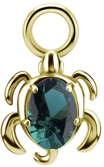 Crazy Needles D-084 - Charm - Groene Zirkonia - Goudkleurig - Schildpad