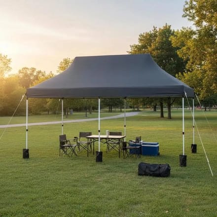 10 x 20 FT opklapbare partytent, draagbare buitengazebo met draagtas - zwart