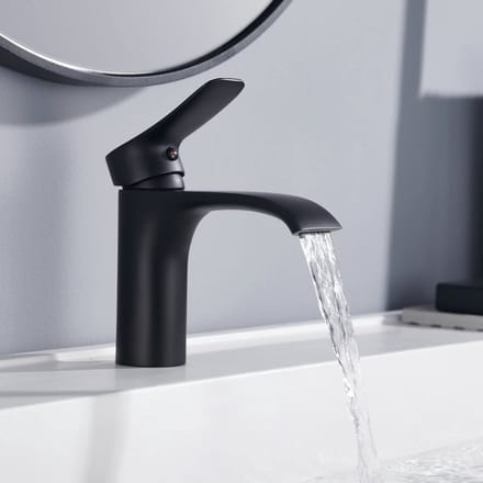Dailygoods - Zwarte Wastafelkraan met Watervaluitloop