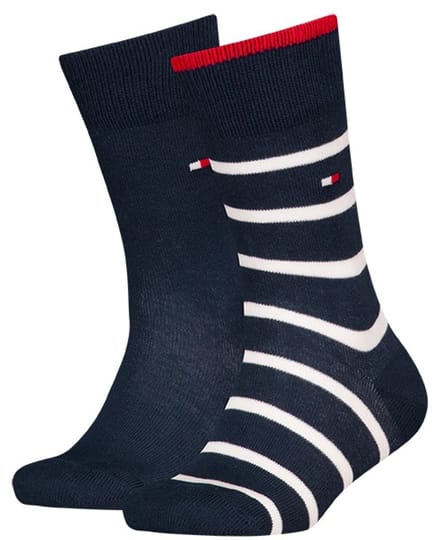 Tommy Hilfiger kids 2P sokken breton stripe blauw & wit