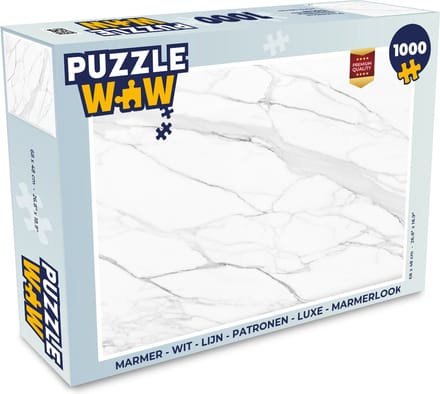 Puzzel Marmer - Wit - Lijn - Patronen - Luxe - Marmerlook - Legpuzzel - Puzzel 1000 stukjes volwassenen