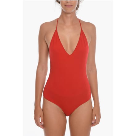 Gezellige body met blote rug van kasjmiermix in rood