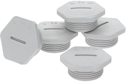 5 stuks Kalitec G4616009 PG16 afdichtpluggen, kunststof, zeskantig, lichtgrijs