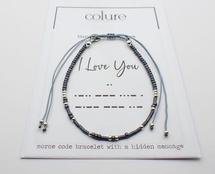 Colure® morse code armband glanzendgrijs I Love You