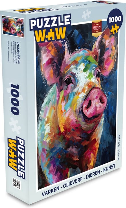 Puzzel Varken - Olieverf - Dieren - Kunst - Legpuzzel - Puzzel 1000 stukjes volwassenen