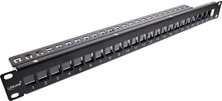 InLine® patchpaneel 24-voudig, Keystone leeg patchpaneel, 19, 1U, zwart