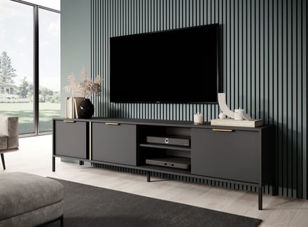 Meubella - TV-Meubel Loren - Antraciet - 203 cm