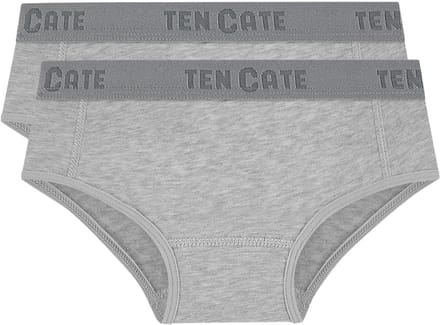 Ten Cate Basics organic cotton stretch hipster grey melange 2 pack voor Meisjes | Maat 98/104