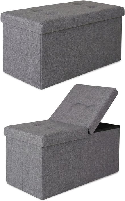 Opbergbank met Scharnierdeksel 76x38x38cm, Grijs