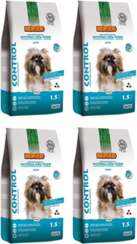 4x Biofood Control Small Breed Tarwevrij - Hondenvoer - 1.5kg