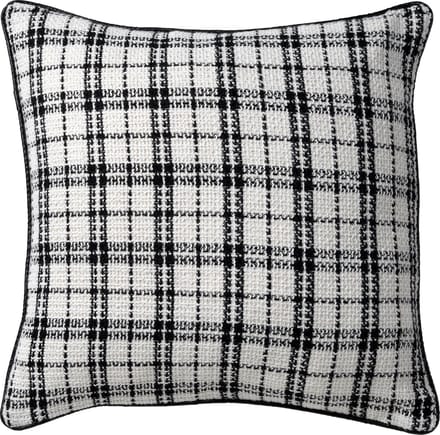 Dutch Decor MILOU - sierkussen 45x45 cm - geruit - Snow White - wit, zwart - Inclusief binnenkussen