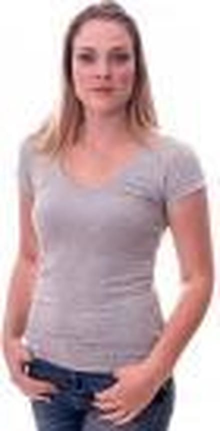 Claesen's® - Dames V-Neck T-Shirt Grijs SSN 8010-Grey Melee-M
