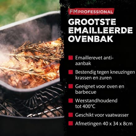 Ovenschaal van geëmailleerd staal 40 x 34 cm FM Professional Barbecue