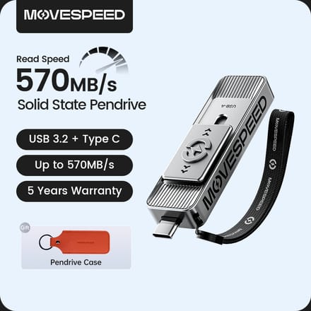 MOVESPEED SP05 570 MB/s USB Type C Flash Drive 2 TB 1 TB 512 GB 256 GB 128 GB OTG USB 3.2 Gen 2 Pendrive voor iPhone 15/16 Laptop PC 2100Mbps Silver