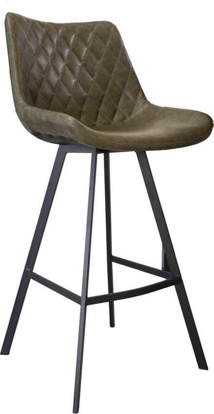 Barkruk - Groen - Rugleuning - Voetsteun - Imitatieleer - Voor Keuken