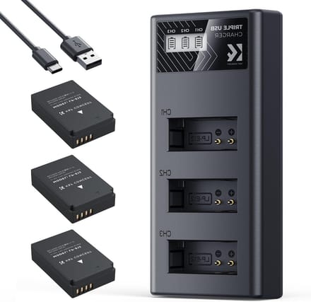 Oplaadbare LP-E12 Batterij met 3 Stuks, Geschikt voor Camera's, Lange Levensduur en Hoge Capaciteit