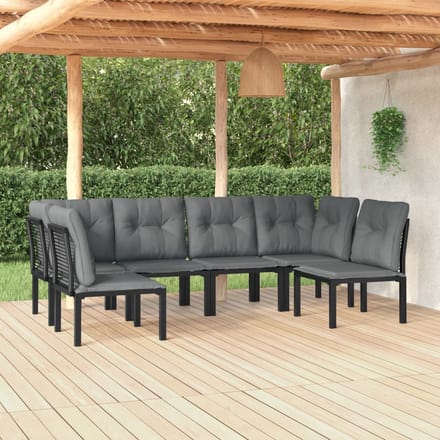vidaXL - 6-delige - Loungeset - poly - rattan - zwart - en - grijs
