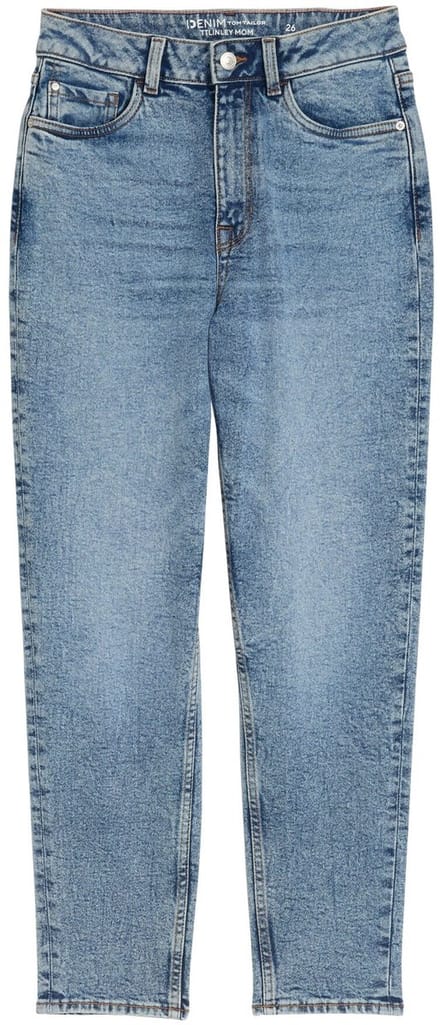Tom Tailor Denim - TTLINLEY MOM-jeans met hoge taille en enkellengte - Maat 29 - Used Mid Stone Blue Denim