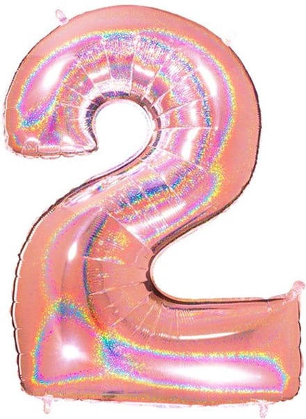 Folieballon Cijfer 2 Glitter Rose Gold (102cm)