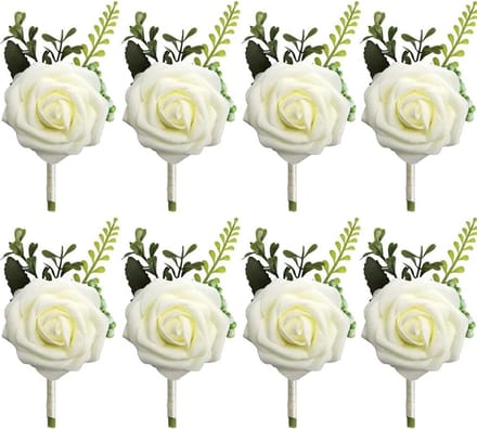8 Stuks Rozen Corsages voor Bruiloft - Bruidegom, Bruidsmeisjes en Gasten