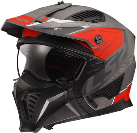 LS2 OF606 Drifter Devor Matt Silver Titanium Red 06 Multi Helmet - Maat M - Helm