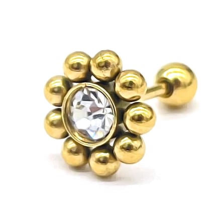 Oorpiercing met Kraal - RVS - 7 mm - Goudkleurig