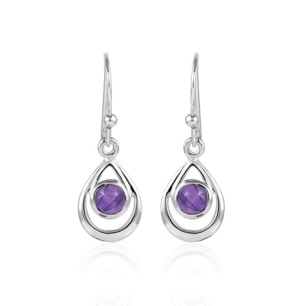 SilverGems Zilveren oorhangers met ronde Lapis Lazuli edelstenen