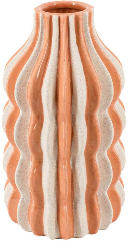 HomeBound by KY | Aardewerk vaas stripes sandstone | bloemenvaas gestreept