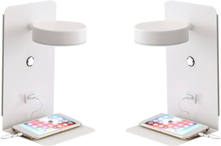 Set van 2 LED wandlampen met planchet, draaibare verlichting en usb aansluiting wit
