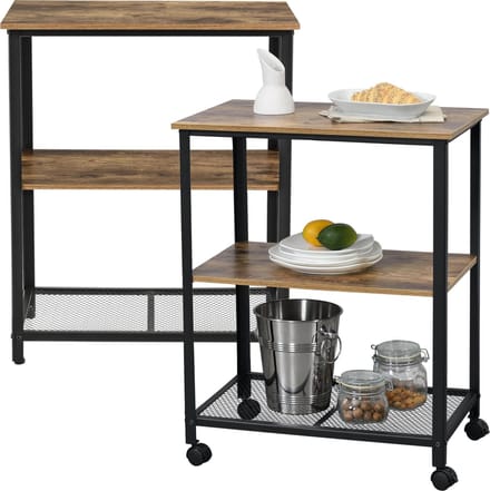 Keukentrolley Freiburg met 2 planken 76,5x60x40 hout zwart