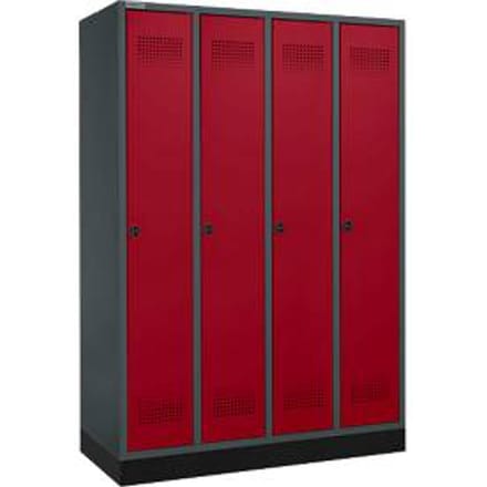 Schäfer Shop Genius Kledinglocker met fitting, 4 compartimenten, draaigrendelslot, antraciet/rood