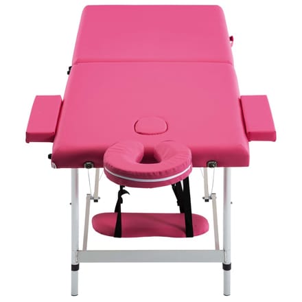 vidaXL - Massagetafel - inklapbaar - 2 - zones - aluminum - roze