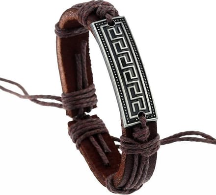 Fako Bijoux® - Leren Armband - Leder - Plate Egypte - Bruin