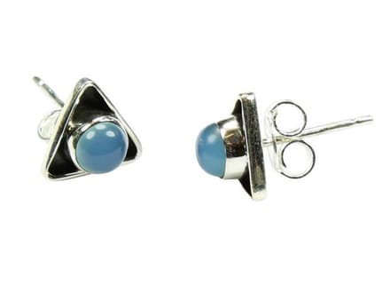 Zilveren knop oorbellen Chalcedoon 925 zilver