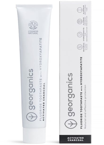 Georganics - Activated Charcoal Tandpasta - 1350 ppm - 75 ml - Natuurlijke - Met Hydroxyapatiet - Fluoride