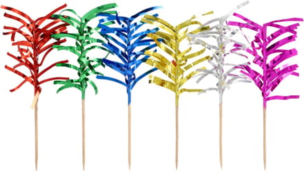 10x 144 Decoprikkers 12 cm assorti kleuren Palm Leaf