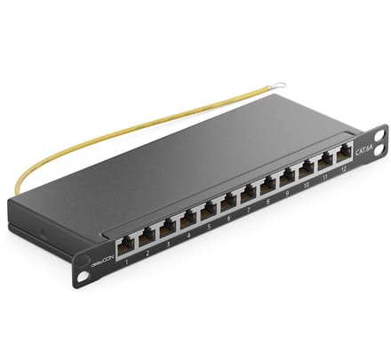 Patchpanel Mini - Netwerkverdeler - Netwerk Installatie - 12 Poorten - 0.5U - Zwart