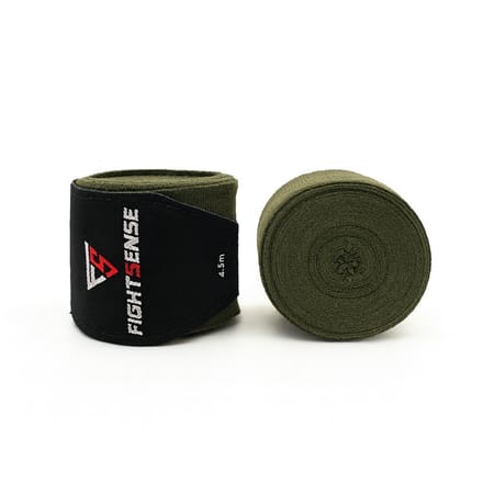 Fightsense Handwraps 450 cm – Militair Groen – Boksen & Kickboksen