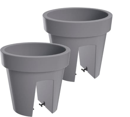 Bloembak Balkonbak Lofly Railing 25x25x23cm STEENGRIJS Prosperplast / 2 STUKS ! /