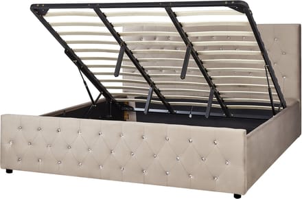 AMIENS - Bed met opbergruimte - Taupe - 180 x 200 cm - Fluweel