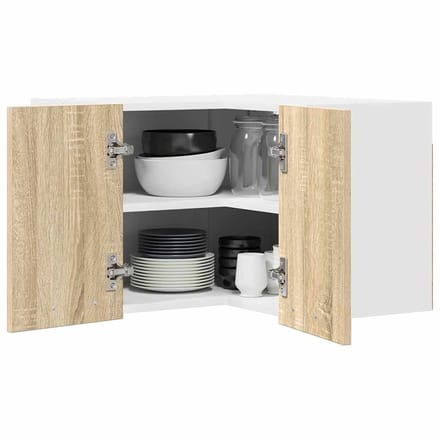 vidaXL - Hangkast - Sonoma - eiken - en - wit - 57 - x - 57 - x - 40 - cm - Bewerkt - hout