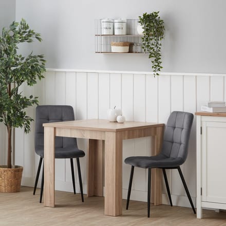 Homestyle4u Eethoeken - 80x80 cm - met 2 stoelen - Eettafel - Grijs Keukentafel